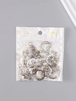 Основа для брелока, карабин металл с плоской цепочкой, серебро, набор 15 шт., 5.8×2.2 см