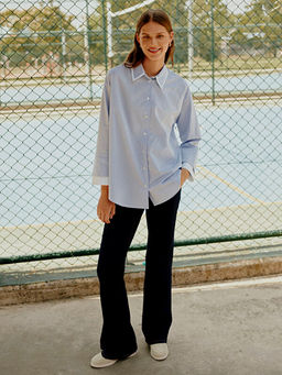 ?izgili Oversize Kad?n G?mlek Tunik