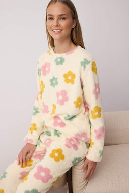 Trendyolmilla Pembe-Cok Renkli Cicekli Wellsoft K?sl?k Orme Pijama Tak?m? THMAW24PT00191  фото 10