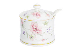 Сахарница 250 мл 9*9*10 см Диана + ложка, фарфор, NEW BONE CHINA
