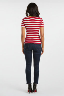 Trendyolmilla Fusya Basic Cizgili Triko Kazak TWOSS20KZ0075 фото 13