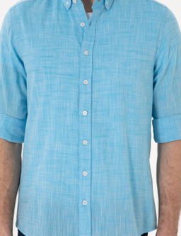 Рубашка Pierre Cardin Keten Slim Fit аква длинный рукав