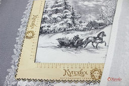 Рогожка Сочельник - зимний пейзаж (комп), ш.1.5м, хлопок-100%,160гр/м.кв, раппорт 64см - Купава фото 2