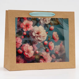 Пакет подарочный с PVC окном, Цветы, 31?11?26 см