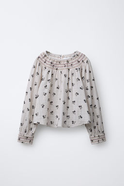 CHECK AND FLORAL BLOUSE