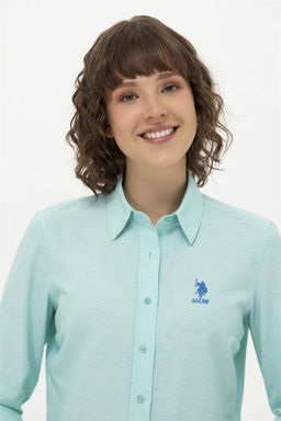 U. S. Polo Assn Женская мятная базовая рубашка с длинным рукавом - U.s. polo assn фото 9