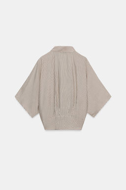 CAMISA MANGA CORTA NUDO / Crudo / Negro - Zara фото 7
