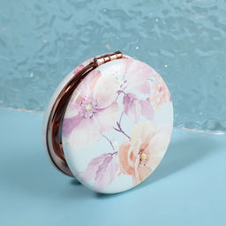 Цена за 2 шт. Зеркало складное Цветочки, d=7.5 см, с увеличением, искусственная кожа, рисунок МИКС - Qf фото 5