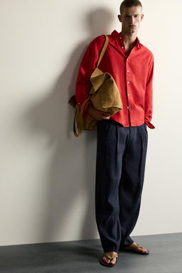CAMISA RELAXED FIT 100% LINO / Rojo - Zara фото 5