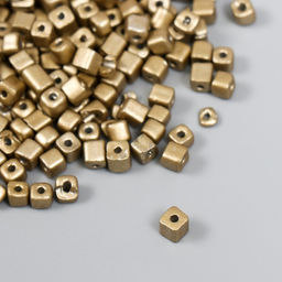 Цена за 2 шт. Бисер кубический стекло 4×4 мм «Металлик. Светлое золото», набор 20 г