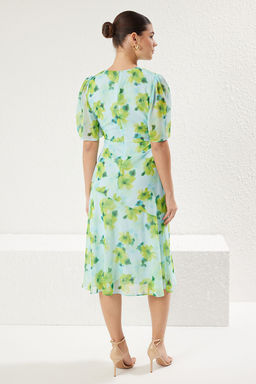 TRENDYOLMILLA Lila Cicek Desenli A Kesim Astarl? Midi Dokuma Elbise TWOSS20EL0908 фото 22