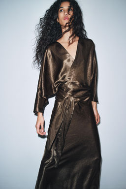 ZW COLLECTION SATIN WRAP DRESS - Zara фото 4