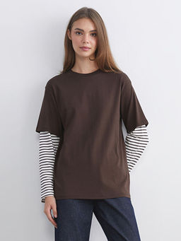 Bisiklet Yaka ?izgili Kad?n Tunik