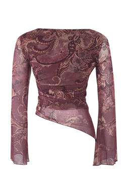 Puantiye Duz Kay?k Yaka Asimetrik Detayl? Vucuda Oturan Esnek Orme Tul Bluz TWOAW26BZ00128 - Trendyolmilla фото 12