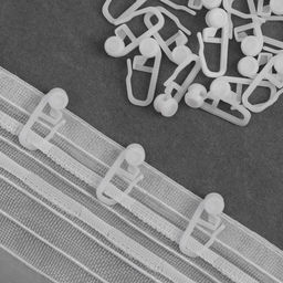 Цена за 3 шт. Крючок для штор, ролик с замком, 2.7×1.1 см, 20 шт., белый