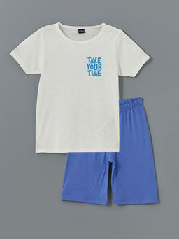 Bisiklet Yaka Erkek ?ocuk ?ortlu Pijama Tak?m?