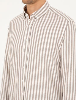 Kahverengi Regular Fit _izgili Uzun Kollu G_mlek - Pierre cardin фото 7