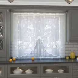 09С6298-Г50 ЗАНАВЕСКА ДЛЯ КУХНИ белый 1.55*1.70м