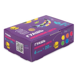 Краска гуашь Лео Играй набор неоновые цвета в картонной упаковке LPGR-0106 6 цв. х 20 мл