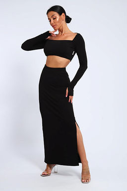 Юбка, футер (01056, черный макси) - Плиона фото 4