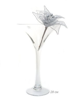 Цветок декоративный Пуансеттия 28 см серебро / NG33-20 /уп 120/600/Новый год - Галеонтрейд фото 3