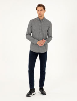 Рубашка Slim Fit с длинным рукавом серая