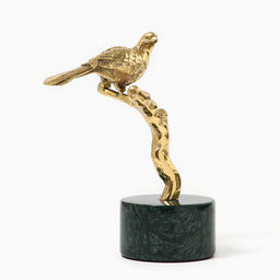 Фигура на подставке «Птица на ветке», мрамор, латунь, 16×8×24 см