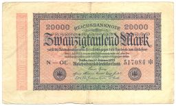 Банкнота 20000 марок 1923 года Германия
