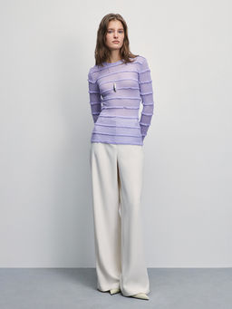 Трикотажный лонгслив с воланами из вискозы / Zarina  фото 3