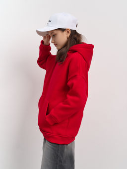 Толстовка с капюшоном для девочки "Basic" красный