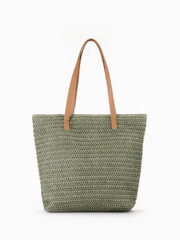 Сумка пляжная на молнии, на подкладке, зелёная - Simaland фото 5