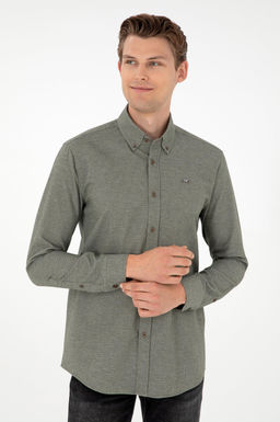 Мужская рубашка цвета хаки с длинным рукавом Неожиданная скидка в корзине - U.s. polo assn фото 3