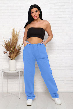 Брюки с карманами, футер с лайкрой 2-х нитка (00965, голубой) - Плиона фото 4