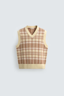 JACQUARD KNIT CHECKS WAISTCOAT - Zara фото 15