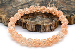 Браслет из сахарного кварца шарик 8мм цвет персиковый, 17см