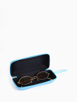 Футляр для очков на молнии, с серебристым принтом, размер 16×6×7 см, голубой