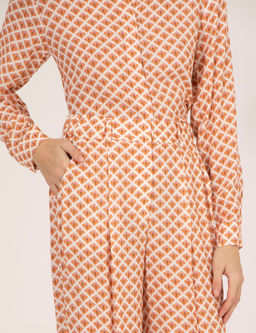 Turuncu Y_ksek Bel Loose Fit Pantolon