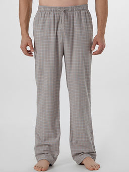 Брюки домашние мужские бежевые в клетку