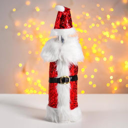 Новогодний чехол на бутылку Костюм Деда Мороза