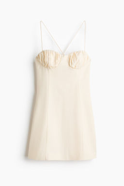 Vestido en mezcla de lino con tirantes espagueti