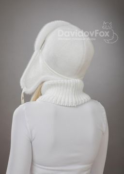 Комплект ушанка норка трикотаж белая манишка