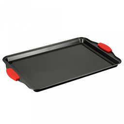 Противень из углеродистой стали с антипригарным покрытием Easy 39х25х2см, s0,4мм, прямоугольный, съемные силиконовые ручки, Regent (Китай)