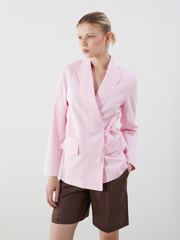 Keten Kar???ml? Kad?n Blazer Ceket