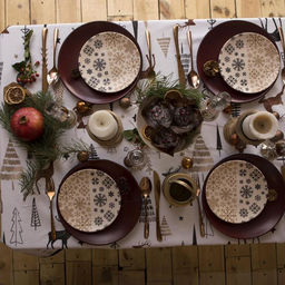 Скатерть новогодняя «Доляна» X-Mas 146×180+/- 3 см, 100% хлопок, рогожка 164 г/м²