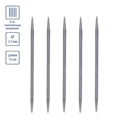 Спицы GAMMA 5-ти компл. чулочные MK5-10 сталь d 3.5 мм 10 см 5 шт под никель  фото 5