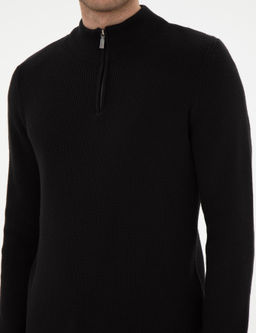 Siyah Slim Fit Fermuarl_ Dik Yaka Kazak - Pierre cardin фото 7