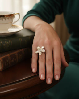 Кольцо с белым серебрением