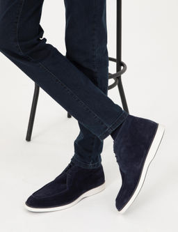 Lacivert %100 Deri Casual Ayakkab_