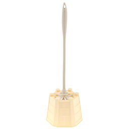 Ерш унитазный пластмассовый со съемной ручкой "Башня" 48см, с подставкой 16х15см h12,5см, ванильный (Китай)