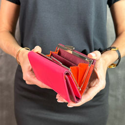 Итальянский женский кожаный кошелек DuDu серии Corsica | малиновый - Dudubags фото 7